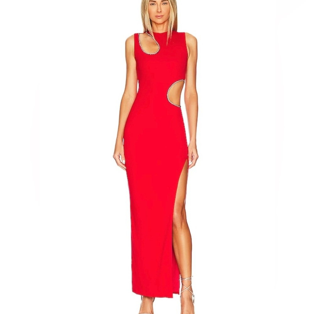 Superdown Red Asymmetrical Maxi Dress